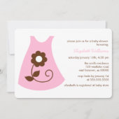 ピンクベビードレスガールベビーシャワー 招待状 (正面)