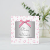 ピンクベビーハンド足ベビーガールシャワー 招待状 (スタンド正面)
