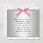 ピンクベビーハンド足ベビーガールシャワー 招待状 (裏面)