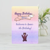 ピンクベビーバースデーパーティ招待状ベア 招待状 (スタンド正面)