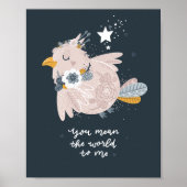 ピンクベビーバードピンク子供部屋ポスター | ベビーバードアート ポスター (正面)