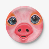 ピンクベビーピグおもしろい紙プレート-スマイル ペーパープレート (正面)