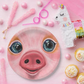 ピンクベビーピゲおもしろいット紙プレートスマイル ペーパープレート (パーティー)