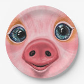 ピンクベビーピゲおもしろいット紙プレートスマイル ペーパープレート (正面)