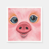 ピンクベビーピッグナプキンズ – スマイル スタンダードカクテルナプキン (正面)