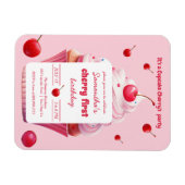 ピンクベビーファーストさくらんぼ&カップケーキバースデーパーティー マグネット (横)