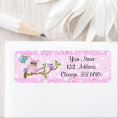 ピンクベビーフクロウ |シャワーテーマ ラベル (インサイチュ)