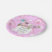 ピンクベビーフクロウ |シャワーテーマ | DIY文字 ペーパープレート (アングル)
