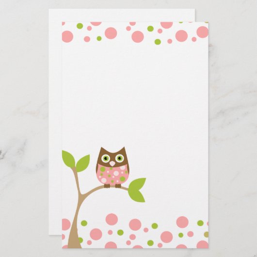 ピンクベビーフクロウ 便箋 (正面/裏面)