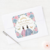 ピンクベビーブルーフローラプリンセスツインズキンセアニラ スクエアシール (封筒)