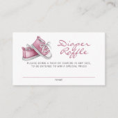 ピンクベビーブーティベビーシャワーおむつラッフル エンクロージャーカード (正面)