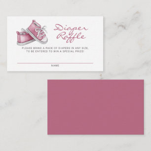 ピンクベビーブーティベビーシャワーおむつラッフル エンクロージャーカード