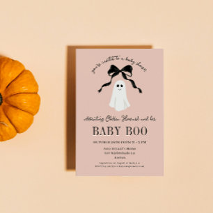 ピンクベビーブー幽霊ハロウィンベビーシャワー 招待状