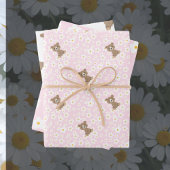 ピンクベビーベアフローラデイジー包装紙セット ラッピングペーパーシート