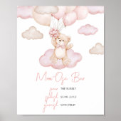 ピンクベビーベアーバルーンベビーシャワーマママオサバー ポスター (正面)