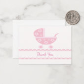 ピンクベビーベビーカーサンキューカード ノートカード (正面/裏面インサイチュ)
