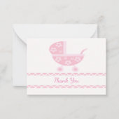 ピンクベビーベビーカーサンキューカード ノートカード (正面)