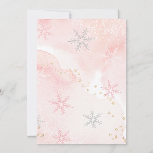 ピンクベビーベビーシャワー外は寒い 招待状 (裏面)