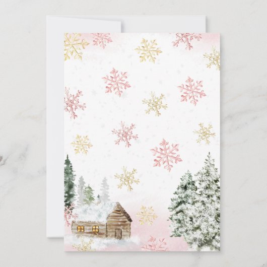 ピンクベビーベビーシャワー外は寒い 招待状 (裏面)