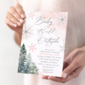 ピンクベビーベビーシャワー外は寒い 招待状