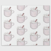 ピンクベビーホットチョコレートの外は寒い ラッピングペーパー (フラット)