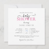 ピンクベビーボトルケーキ、ベビーシャワー 招待状 (裏面)