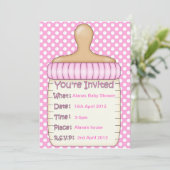 ピンクベビーボトルシャワー招待場所 招待状 (スタンド正面)