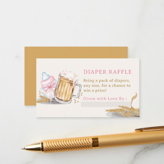 ピンクベビーボトルビールおむつラッフルエンクロージャカード エンクロージャーカード (正面/裏面インサイチュ)