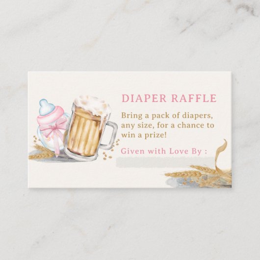 ピンクベビーボトルビールおむつラッフルエンクロージャカード エンクロージャーカード (正面)