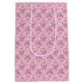 ピンクベビーポ点々のあるルカフクロウ ミディアムペーパーバッグ (裏面)