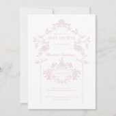 ピンクベビーミニマルシャワー招待状 招待状 (正面)