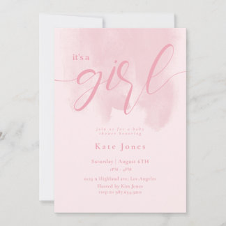 ピンクベビーモダンシャワー招待状 招待状