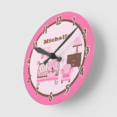 ピンクベビールームパーソナライズされた時計 ラウンド壁時計 (傾斜)