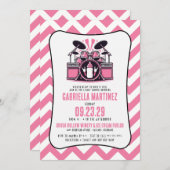 ピンクベビーロックベビーシャワー 招待状 (正面/裏面)