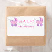 ピンクベビー乳母車ガールシャワー名タグ ラベル (インサイチュ)