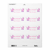 ピンクベビー乳母車ガールシャワー名タグ ラベル (フルシート)