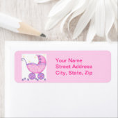 ピンクベビー乳母車キャリッジシャワカスタマイズー ラベル (インサイチュ)