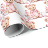 ピンクベビー幼児テディベアギフトラッピング紙 ラッピングペーパー (ロールコーナー)