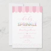 ピンクベビー散水ベビーシャワー 招待状 (正面)