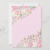 ピンクベビー散水傘テディベア赤ちゃんシャワー 招待状 (裏面)