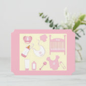 ピンクベビー物ベビーシャワー招待状 招待状 (スタンド正面)