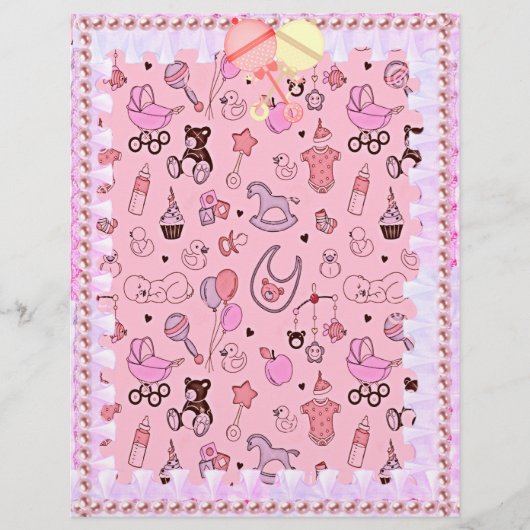 ピンクベビー紙レースと真珠 (正面)