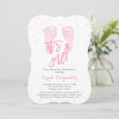 ピンクベビー足は女の子のベビーシャワー 招待状 (スタンド正面)
