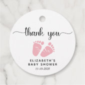 ピンクベビー足ベビーガールシャワーありがとう フェイバータグ (裏面)