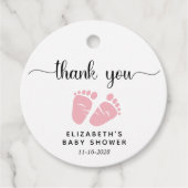 ピンクベビー足ベビーガールシャワーありがとう フェイバータグ (正面)