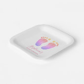 ピンクベビー足ベビーシャワー紙プレート ペーパープレート (傾斜あり)
