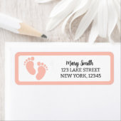 ピンクベビー足跡差出人住所ラベル ラベル (インサイチュ)