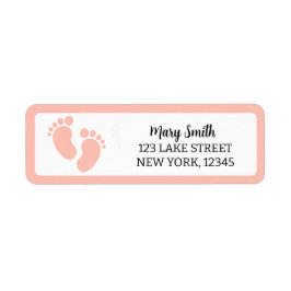 ピンクベビー足跡差出人住所ラベル ラベル