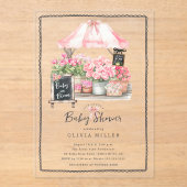ピンクベビー開花シャワー招待状 アクリル招待状 (正面)