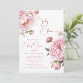 ピンクベビー開花フローラモダンベビーシャワー 招待状 (スタンド正面)